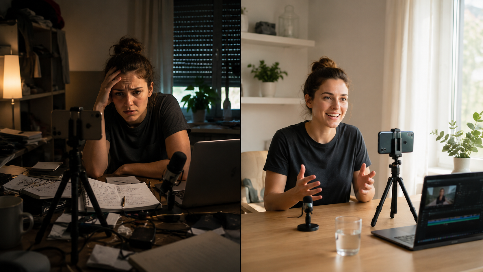 Před a po — frustrující vs. sebevědomé natáčení