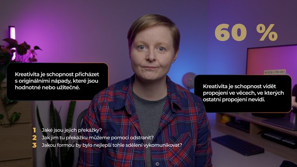 Bohatší střih natočený doma: mluvčí s vloženými texty, seznamem a číslem